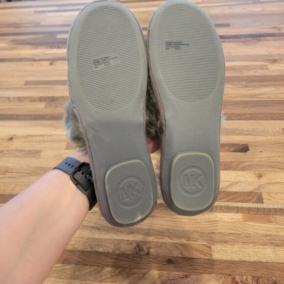 Michael Kors Zayden Slipper Slate Gray Monogram Jacquard Flat Slippers - Picture 9 of 10